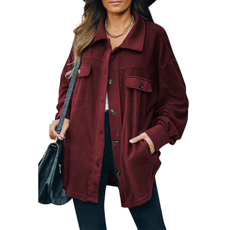 Lapel Fleece Cardigan Jas voor Dames