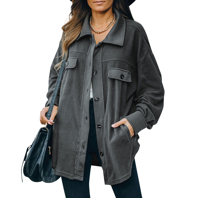 Lapel Fleece Cardigan Jas voor Dames