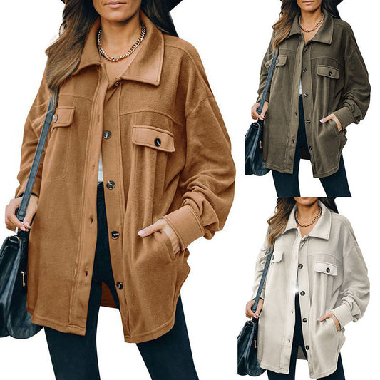 Lapel Fleece Cardigan Jas voor Dames