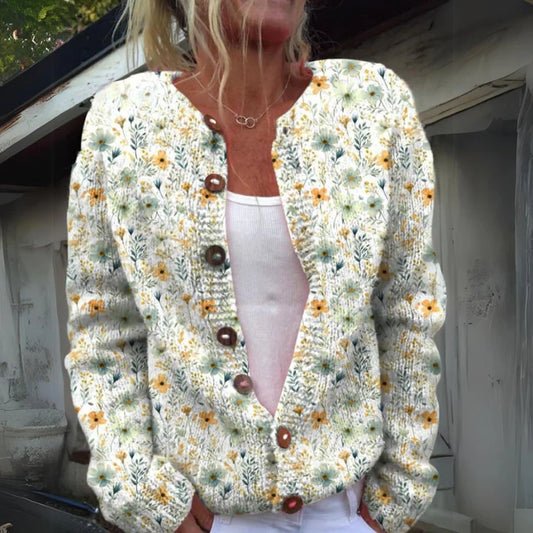 NANDA | WARME VEST MET BLOEMETJES PRINT